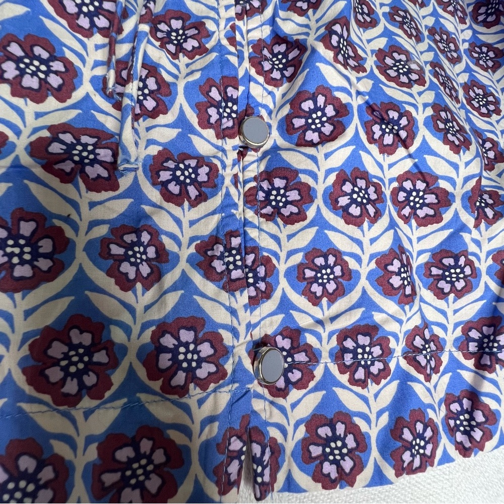Maeve by Anthropologie Periwinkle Blue White Patterned Ruffled Top Large - Picture 2 of 7